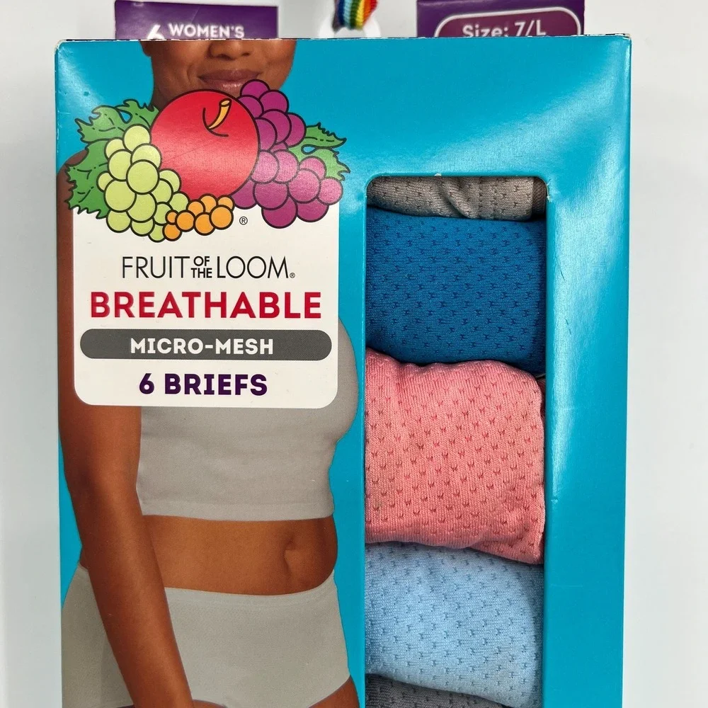 Fruit of the loom breathable micro-mesh women's briefs cooling underwear 7 L